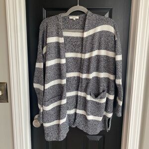 Madewell Charlie Striped Open Front Knit Cardigan Sweater Pockets-Size S